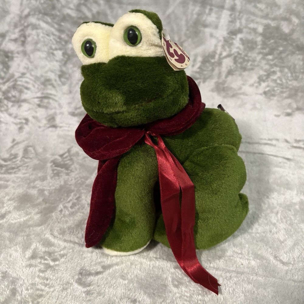 Vintage Ty Attic Treasures King the Frog Jointed Plush with Cape 1993 Collection